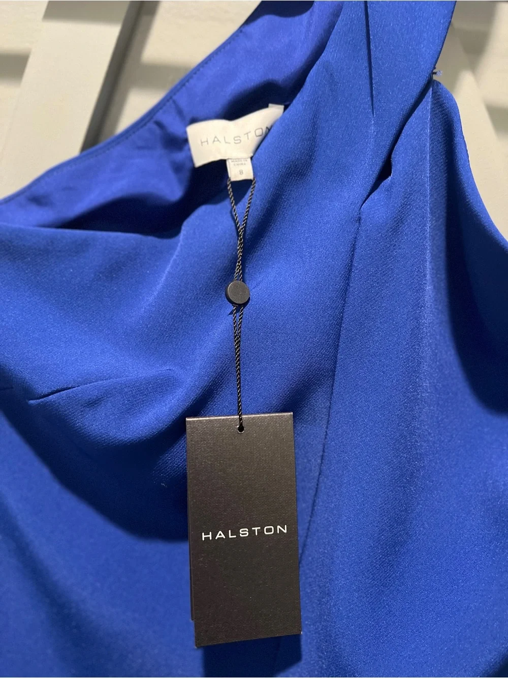 Halston Heritage Royal Blue One-Shoulder Mini Dress